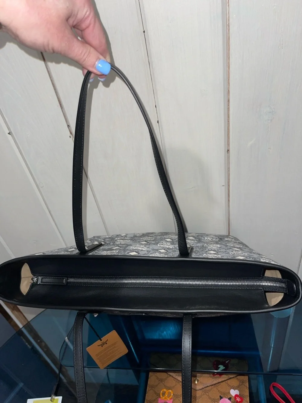 MCM Gray Logo Tote with Black Trim NWT full inclusion - Picture 7 of 14